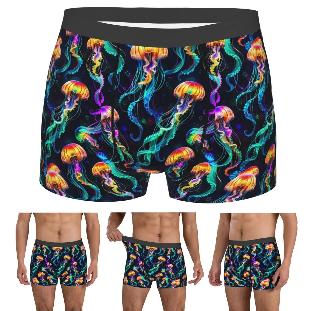 

Boxer Underpants Shorts Psychedelic Bioluminescent Trippy Jellyfish Panties Male Breathable Underwear for Homme Man Gifts