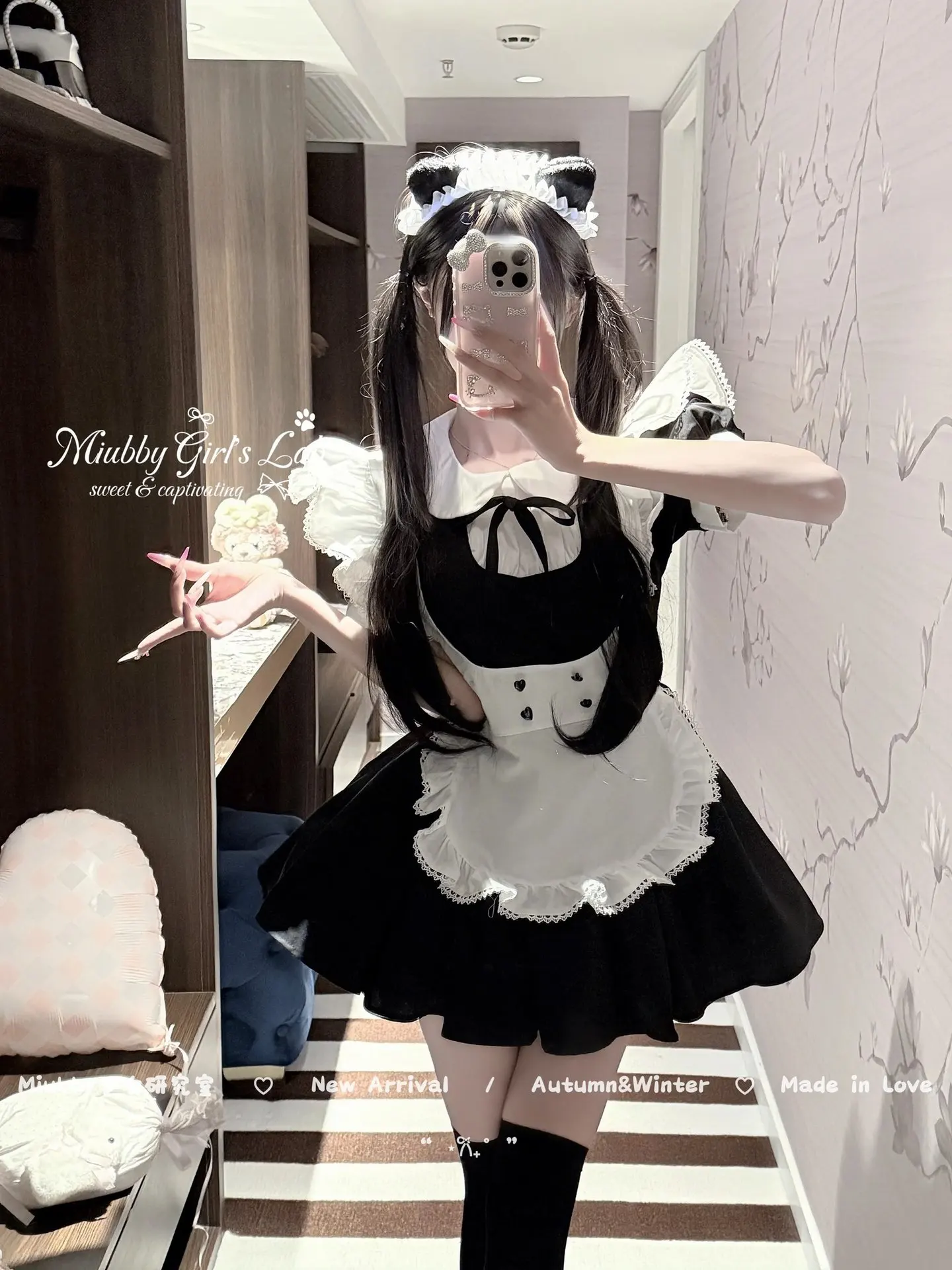 黒白メイド服 リボン 日本アニメ COSPLAY 大きいサイズ アニメ キュート ロリータスーツ