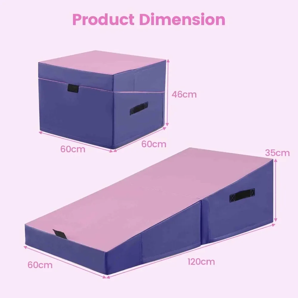 Gymnastics Cheese Wedge Mat Folding Incline Mat with High-Density EPE Foam & Removable Cover Home Gym Training Equipment
