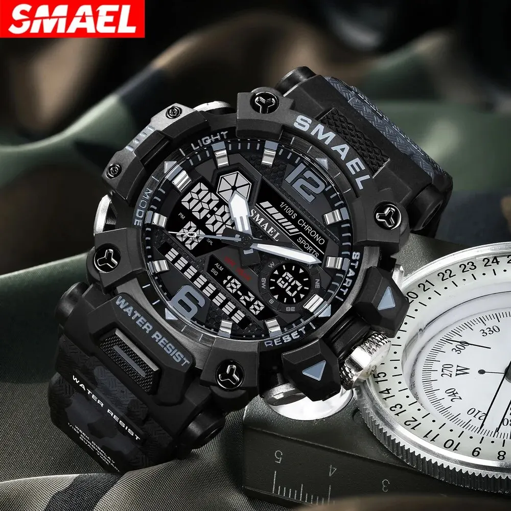 SMAEL New Style 8072MC Digtal Quartz Watch Waterproof Double Display Dial For Men Watch