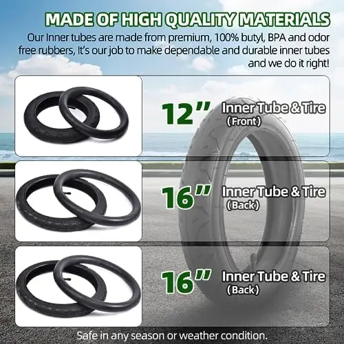 

16" Back & 12.5" Front Replacement Tires for BoB Strollers – BPA/Latex-Free Butyl Rubber