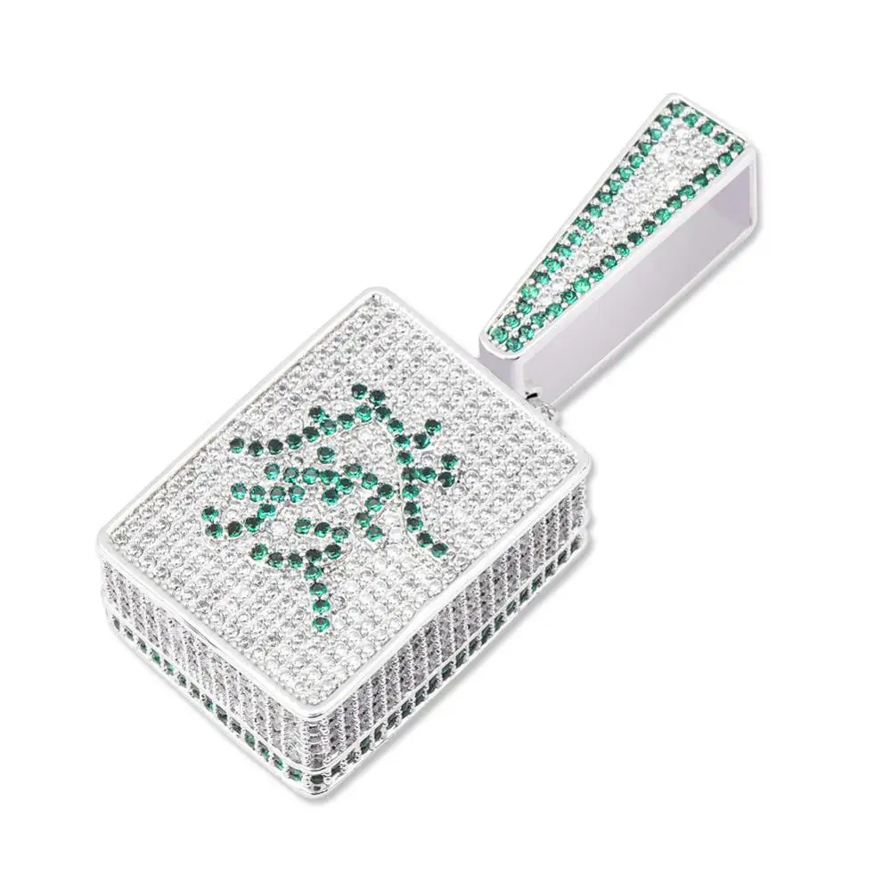 

Hip Hop Micro Paved AAA Cubic Zirconia Bling Ice Out Mahjong Mah jongg Pendants Necklace for Men Rapper Jewelry
