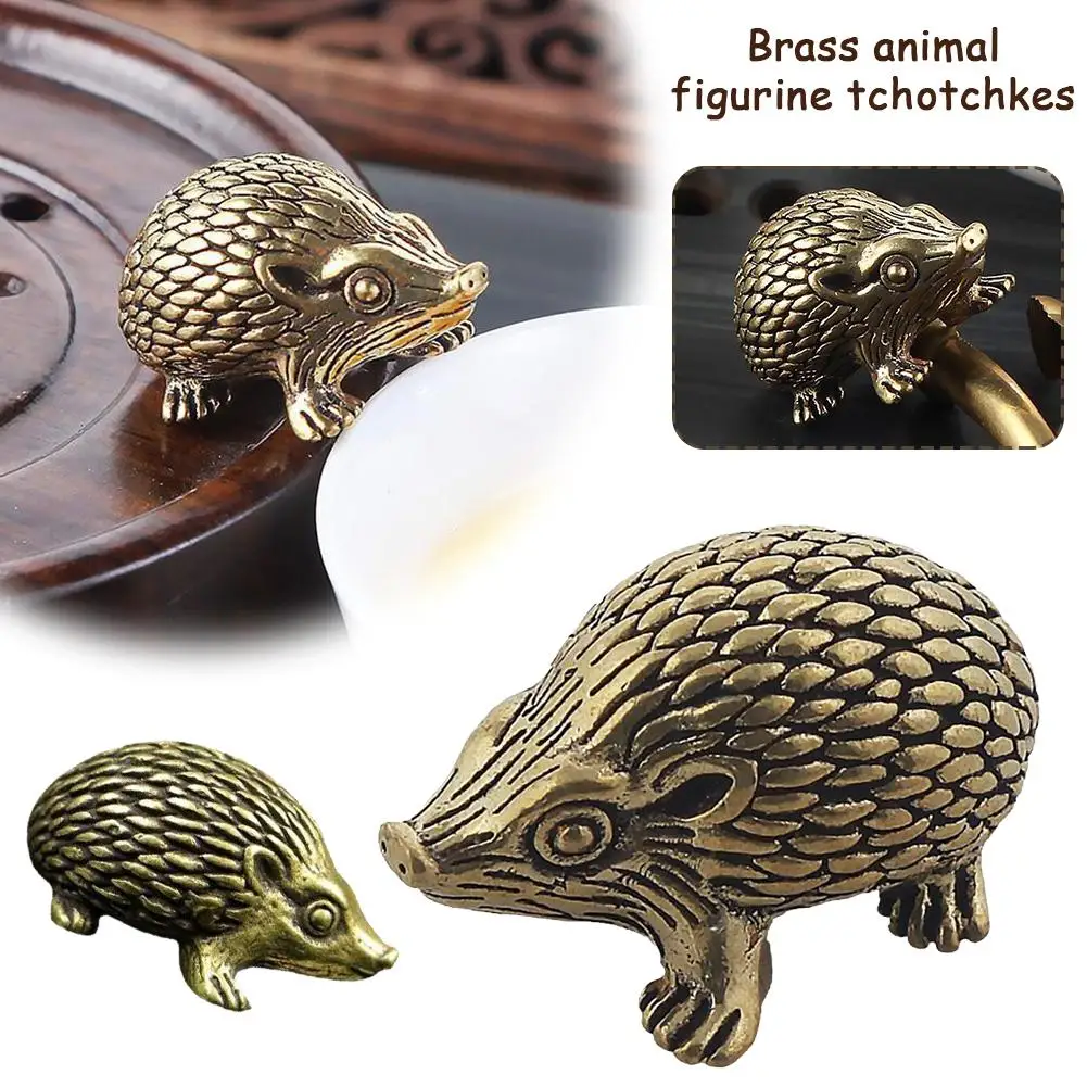 New Design Mini Brass Hedgehog Figurines Vintage Animal Office Tea Home Desk Statue Figure Decor Metal Ornament Pet F0W7