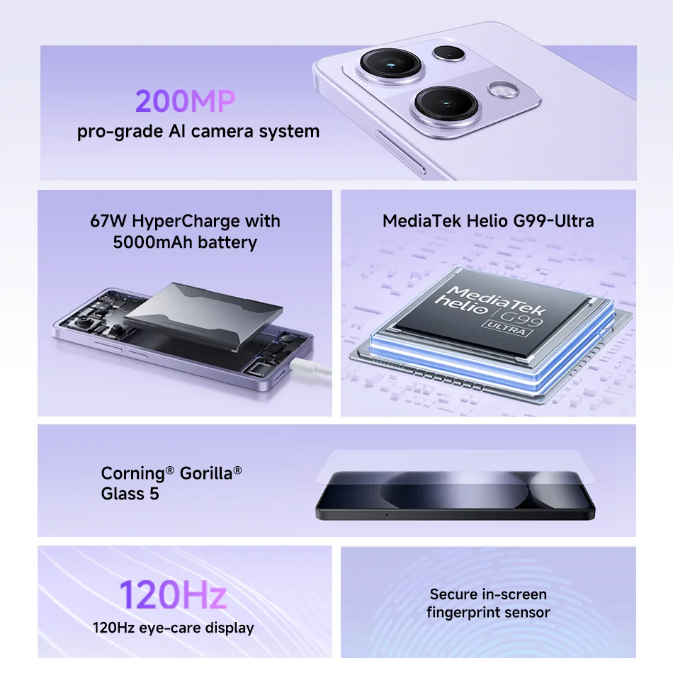 Xiaomi Redmi Note 14S Global Version NFC 200MP Camera 5000mAh 67W HyperCharge MTK Helio G99-Ultra 6.67" 120Hz AMOLED Display