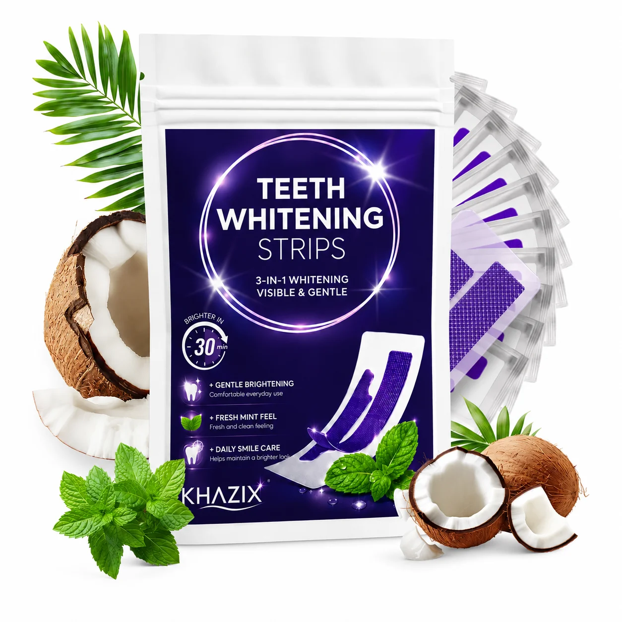1/7 Pairs Teeth Whitening Strips for Whiter-Looking Smile, Flexible Tooth Strips Easy to Apply for Daily Cosmetic Care