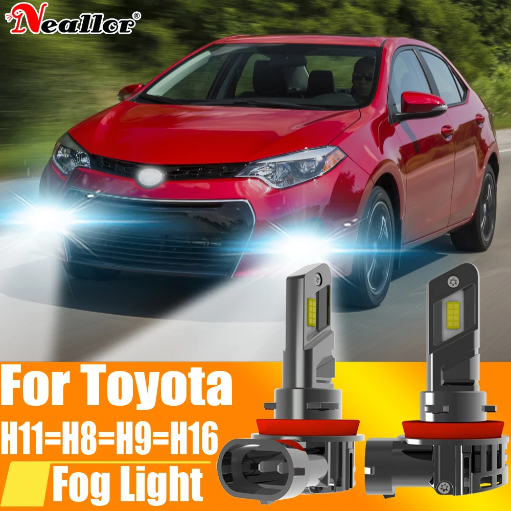 2x H11 H8 Led Fog Lights Headlight Canbus H16 H9 Car Bulb Diode Driving Running Lamp 12v 55w For Toyota Corolla Rav4 Yaris Vitz