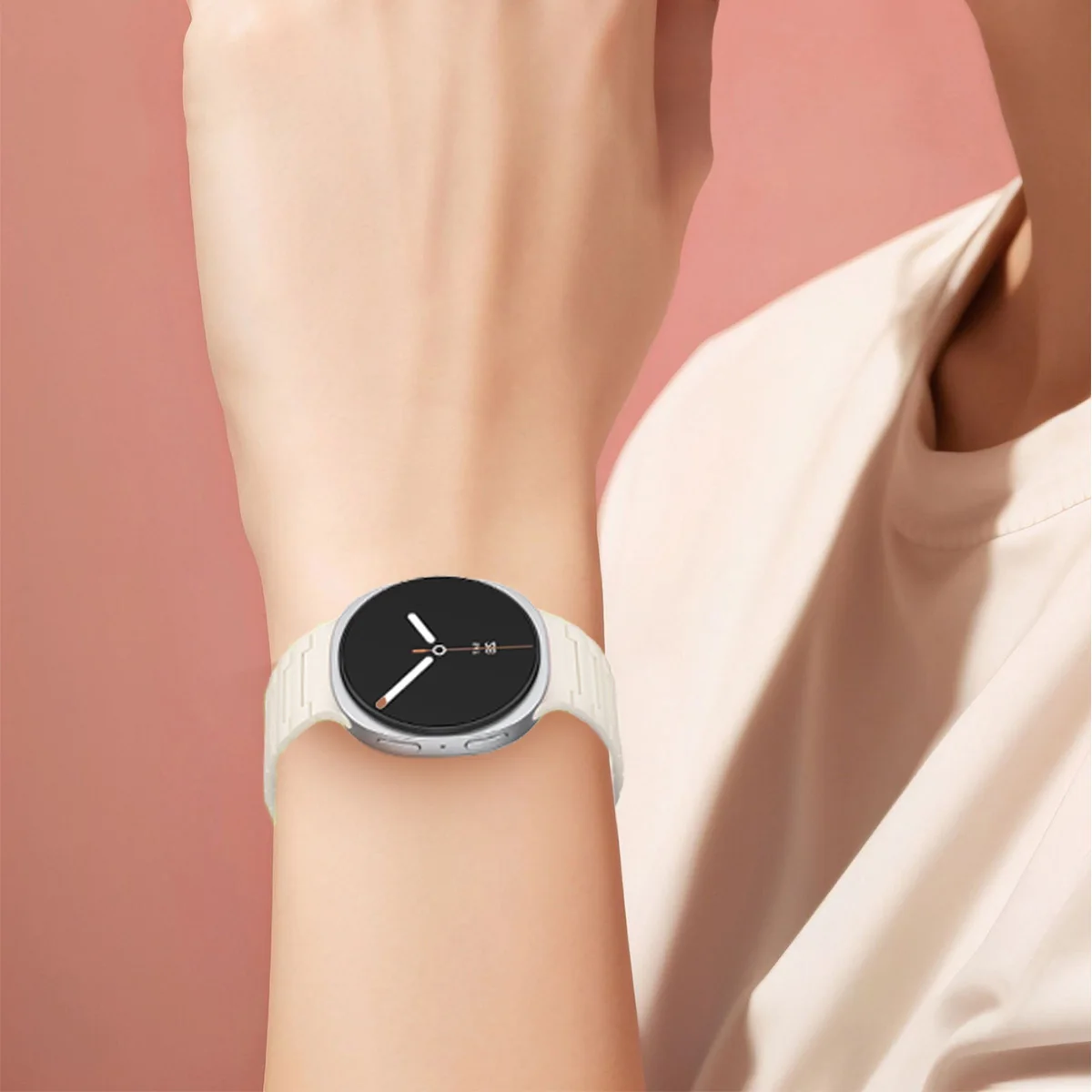 삼성 갤럭시 워치 8 40 44mm/8 클래식 46mm용 부드러운 실리콘 자석 스트랩 갤럭시 8 클래식 곡선형 엔드 스트랩