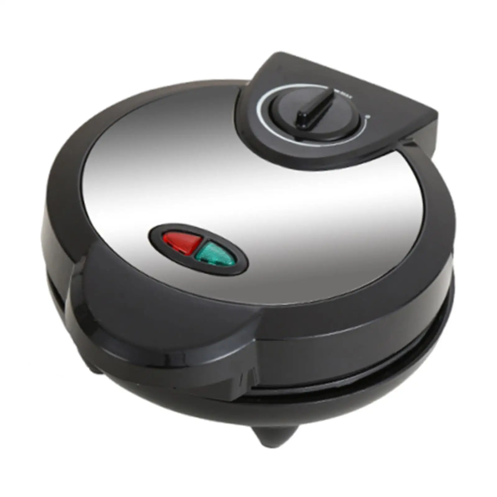 Electric Waffle Maker Machine Nonstick Round Griddle with Heat Insulated Stainless Steel Handle and Adjustable Crispness Control