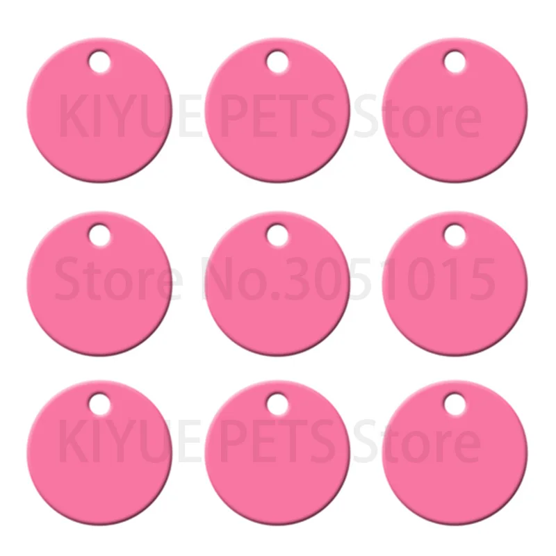 KIYUE Großhandel 100 stücke Runde Aluminium Hund ID Tag Benutzerdefinierte Katze Hunde Name Haustier ID Tags Platte Tags Runde Für Haustiere hund Halskette Anhänger 9