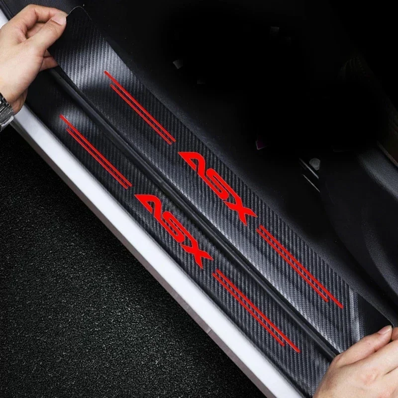 

5PCS Carbon Fiber Car Door Sill & Trunk Bumper Guard Anti-Scratch Decals for Mitsubishi ASX Outlander Lancer L200 Triton