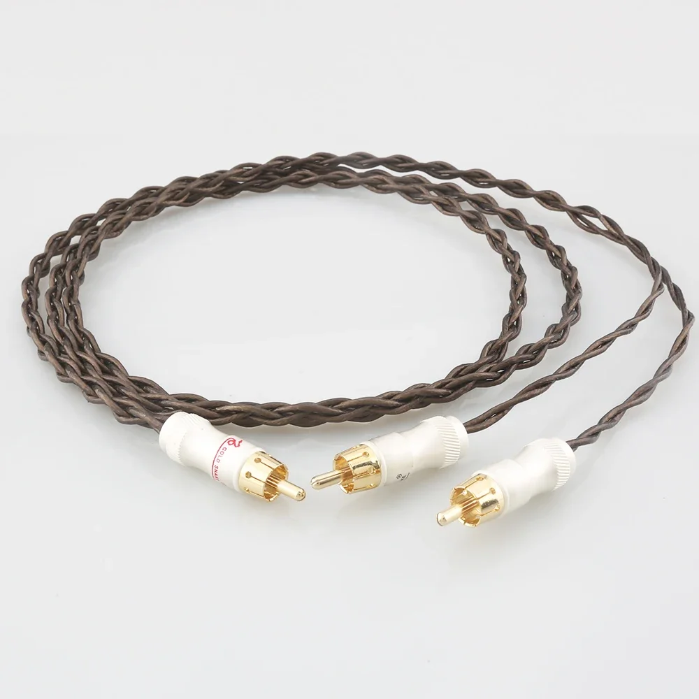 Audiophile Silver 1 RCA to 2 RCA Jack Audio Signal Line for Computer And Audio Connection Cable