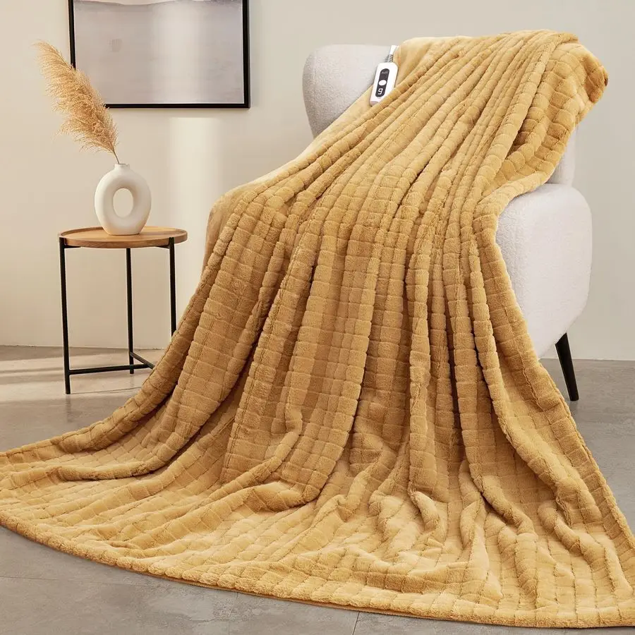 

Heated Blanket Full Size 72x84, Soft Warm Faux Rabbit Fur Electric Blanket with 6 Heating Levels, 10 Hours AutoShutdown, Fast He