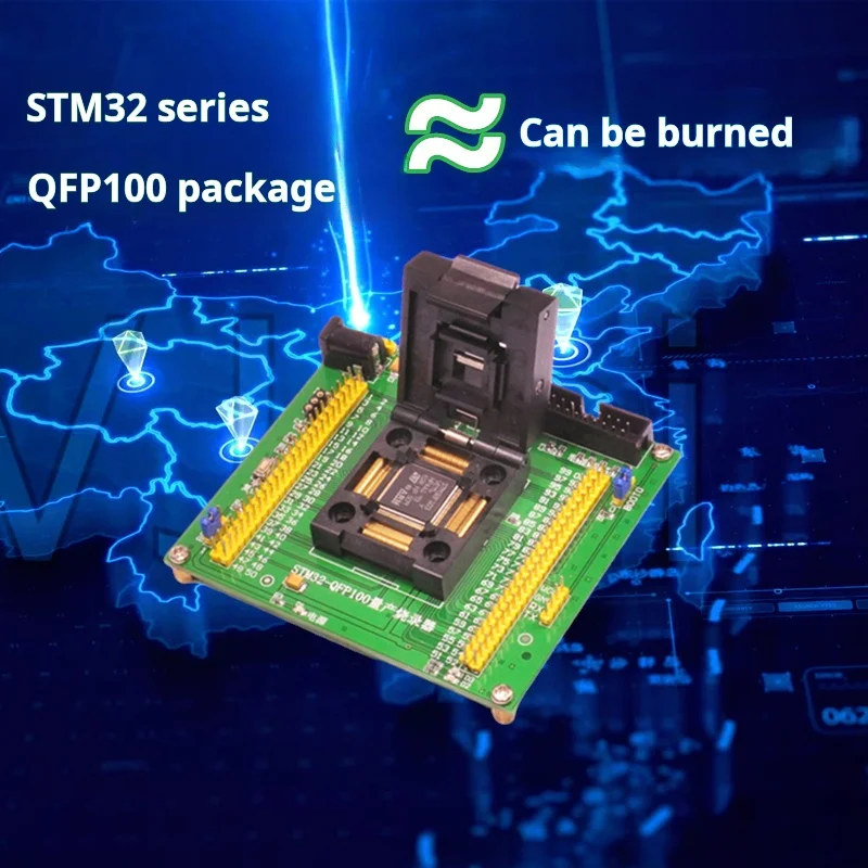 

Embedded single chip Microcomputer stm32 0.5mm Foot distance burning testing seat mass production programming download lqfp100 E