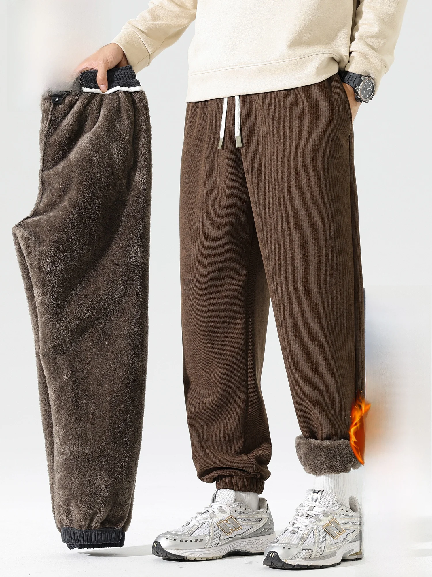 

Мужские повседневные брюки PaulFrank с флисовой подкладкой и манжетами, свободные прямые брюки, зимние модные удобные спортивные брюки в стиле ретро