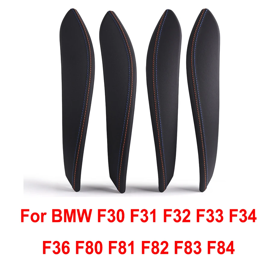 3 Color Stitching Leather Car Door Handle Inside Pull Trim Cover For BMW 3 4 Series M3 M4 F30 F31 F32 F33 F80 F82 F83 F84