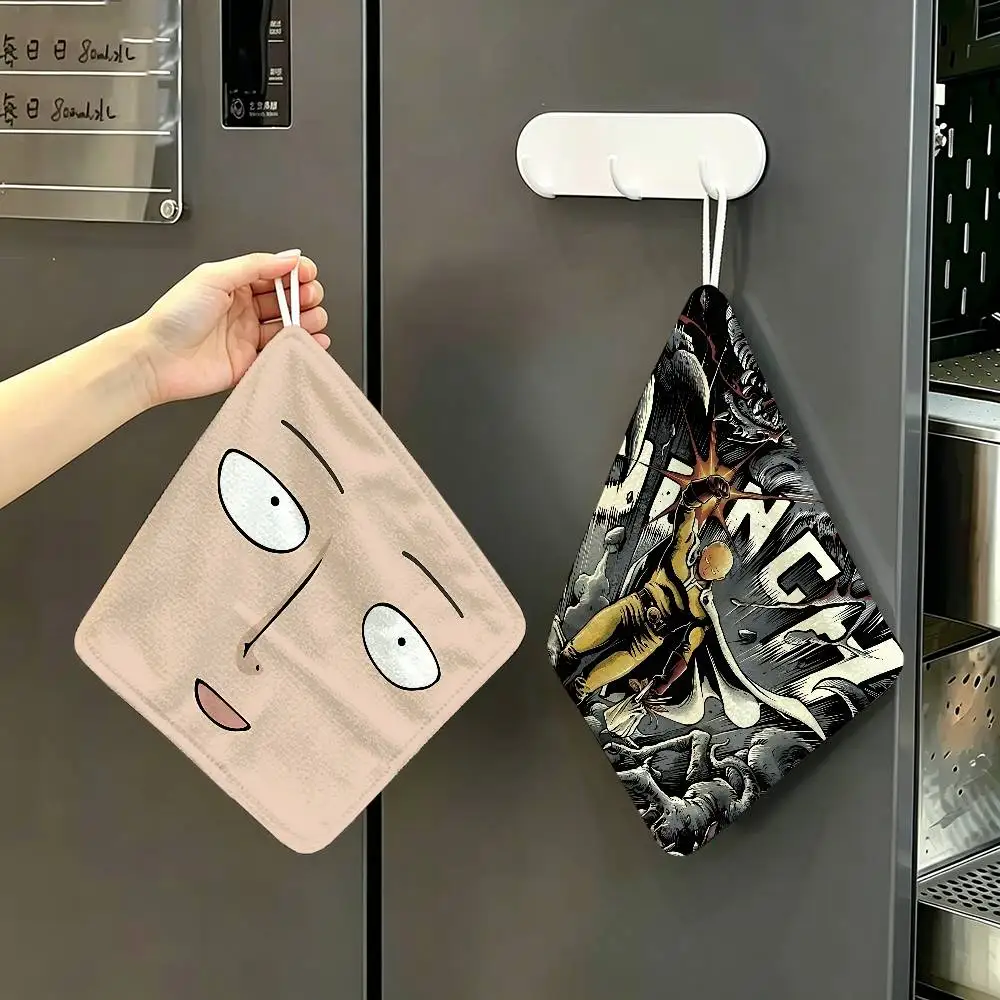 One P-Punch S-Saitama M-Man Hanging Kitchen Towel, Polyester Cotton Material, Multipurpose Hand Wiping Towel for Family
