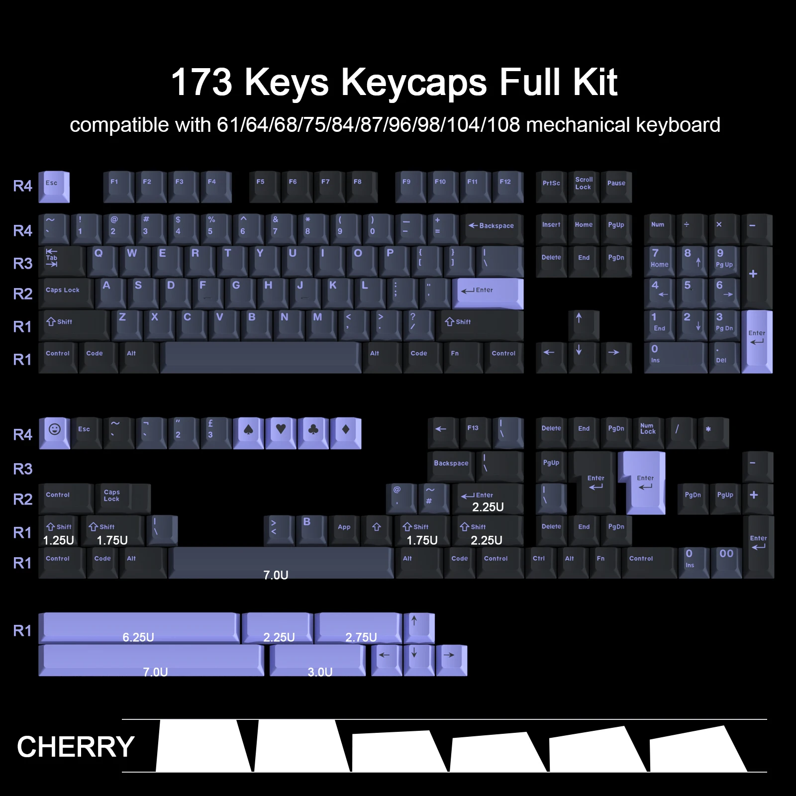 メカニカルキーボード用のGMK-Evil Dolchキーキャップセット、163キー