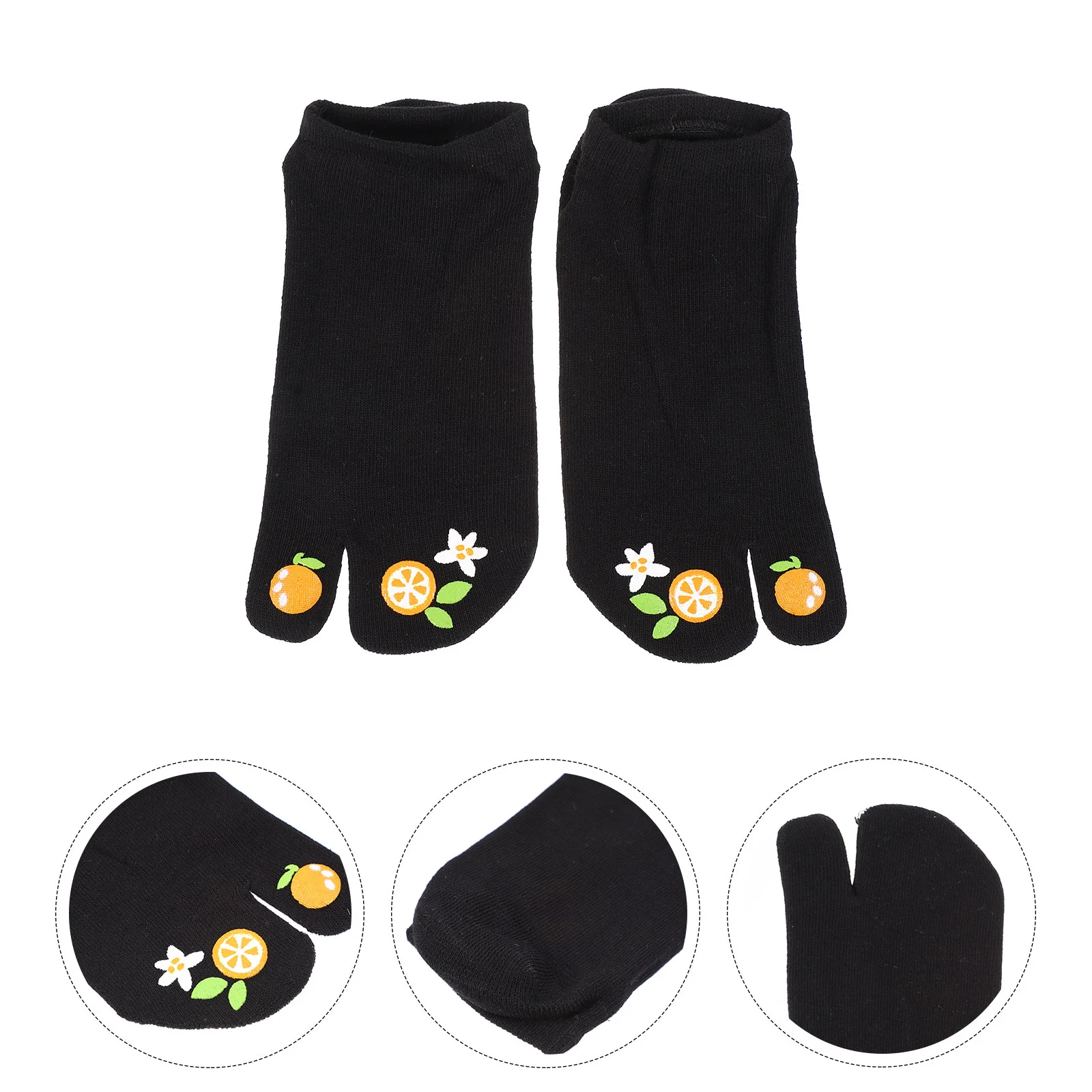 

Sweat Absorbing Socks Tabi Slipper Two-toe Sandals Girls Black Warm Women's While