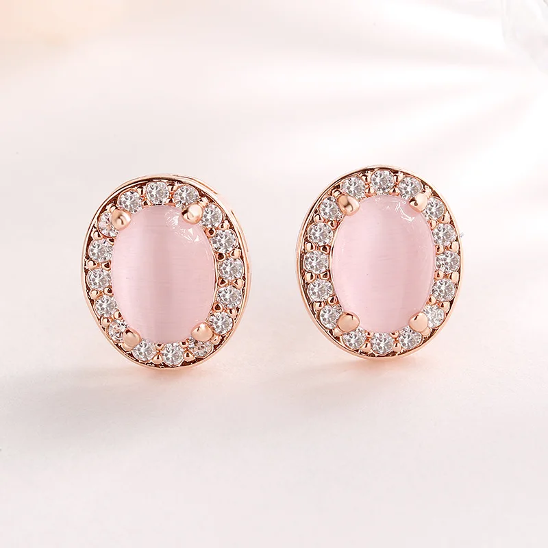 HuiSept Women Earrings 925 Silver Jewelry with Rose Quartz Zircon Gemstone Stud Earring for Girl Wedding Party Gift Accessories image 5