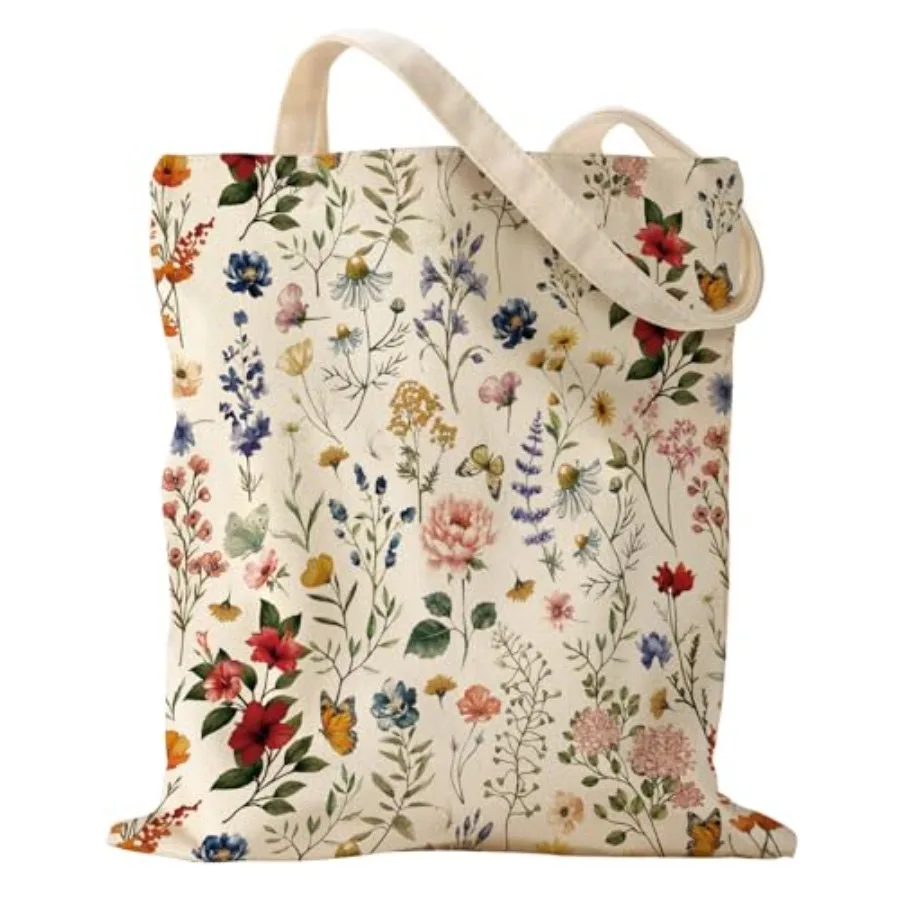 

Miss Adola Aesthetic Canvas Tote Bag - Reusable Shoulder Tote Bag for Women Lady Casual Vaion Shoppg Work Gym