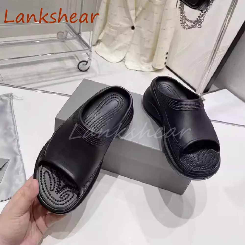 Round Toe Height Increasing Women Slippers Solid Summer Casual Niche Design Slingback Outwear Fashion Women Shoes New Arrivals