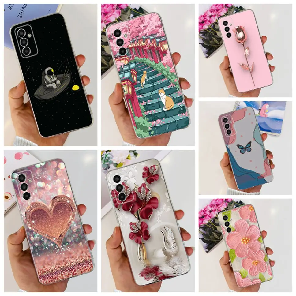 NEW For Samsung Galaxy M13 Case Luxury Flower Love TPU Soft Silicone Cover For Samsung M13 F13 4G 6.6