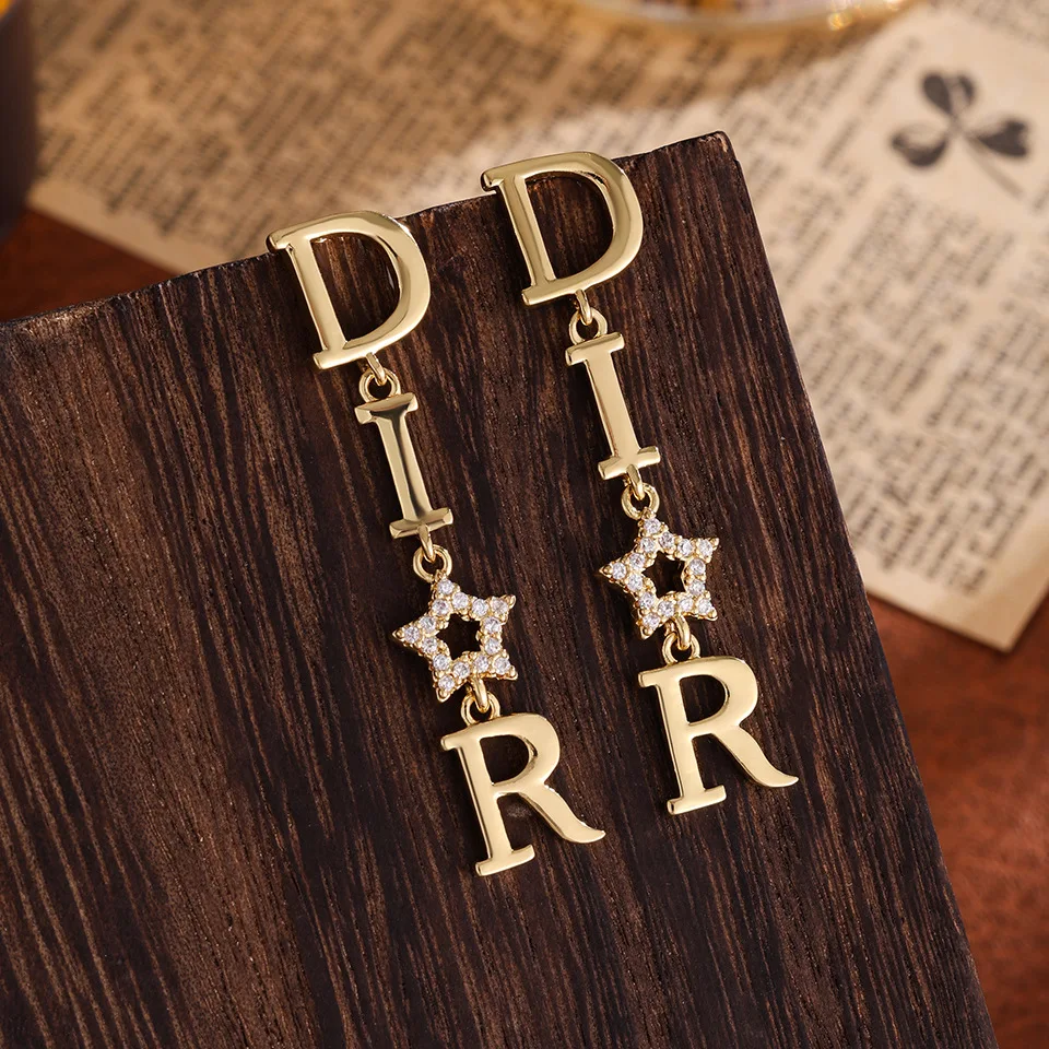 2026 موضة جديدة خمر أقراط طويلة استرخى للنساء الجوف نجوم حفل زفاف مجوهرات فاخرة وأقراط Aretes De Mujer