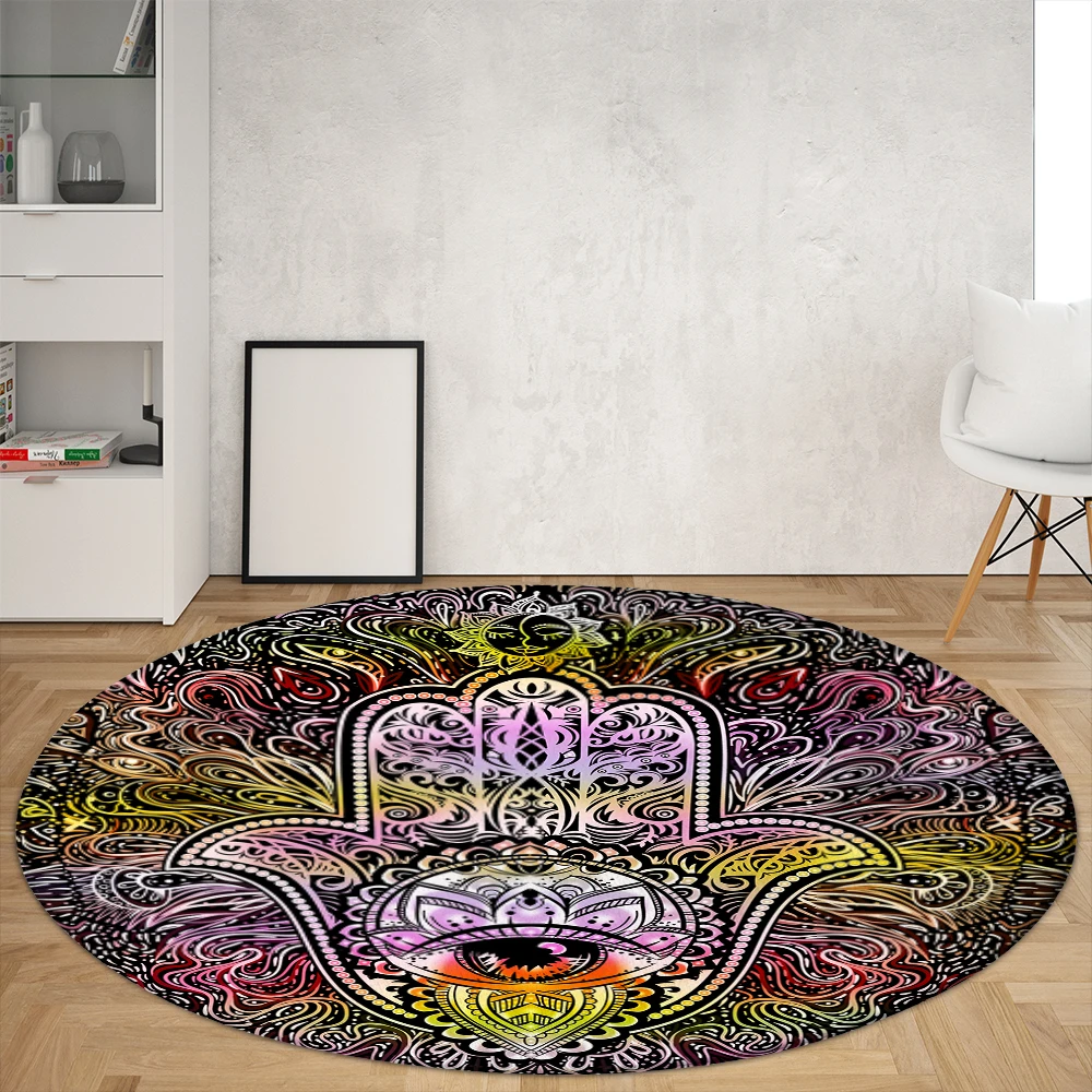 Mandala Eye Round Rug Hippie Sun Art for the Living Room Floor Mat Bedroom Rugs Soft Carpets Home Sofa Table Decor Mat