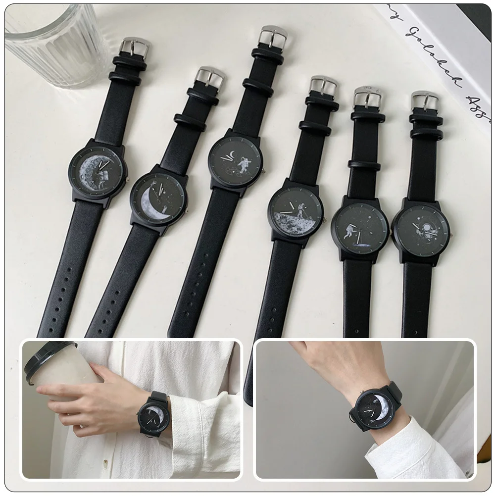 ساعة يد رائد فضاء حركة دقيقة مادة جيدة تصميم كلاسيكي حزام متين وآمن يدوم طويلاً هدية للجنسين