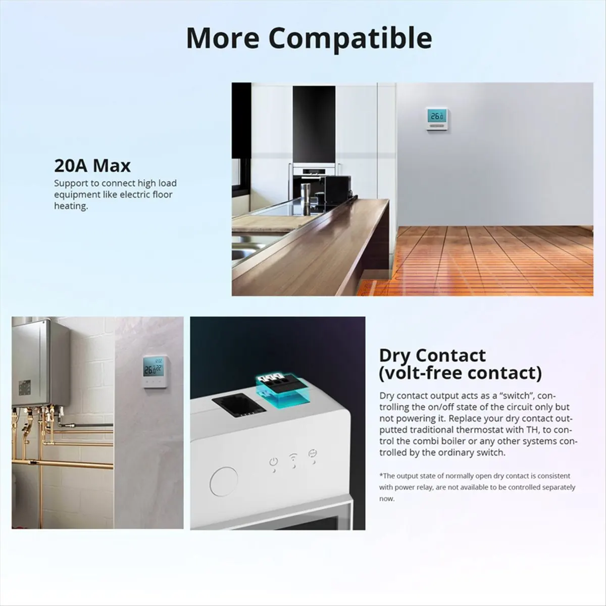 TH Elite 20A Smart Temperature Humidity Monitoring Switch LCD Screen Smart Home Automation Modules