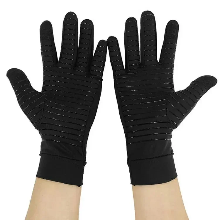 Copper Compression Arthritis Gloves Black Hand Gloves Hand Wrist Support Non-Slip Unisex Gloves Finger Joint Wrist Pain Relief