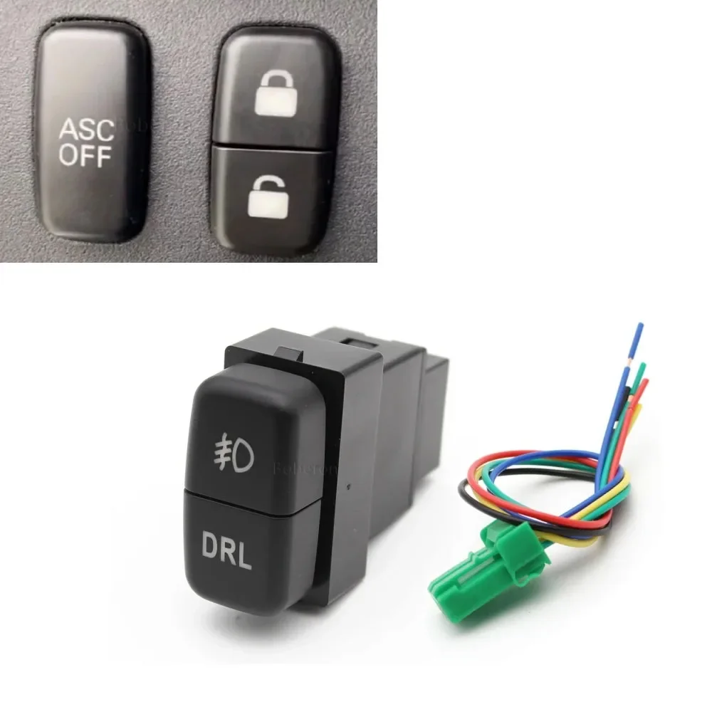 Dual Switch Front Fog Light DRL Button Switch with Connecting Wire For Mitsubishi Lancer EX Pajero V73 V93 V97 Accessories