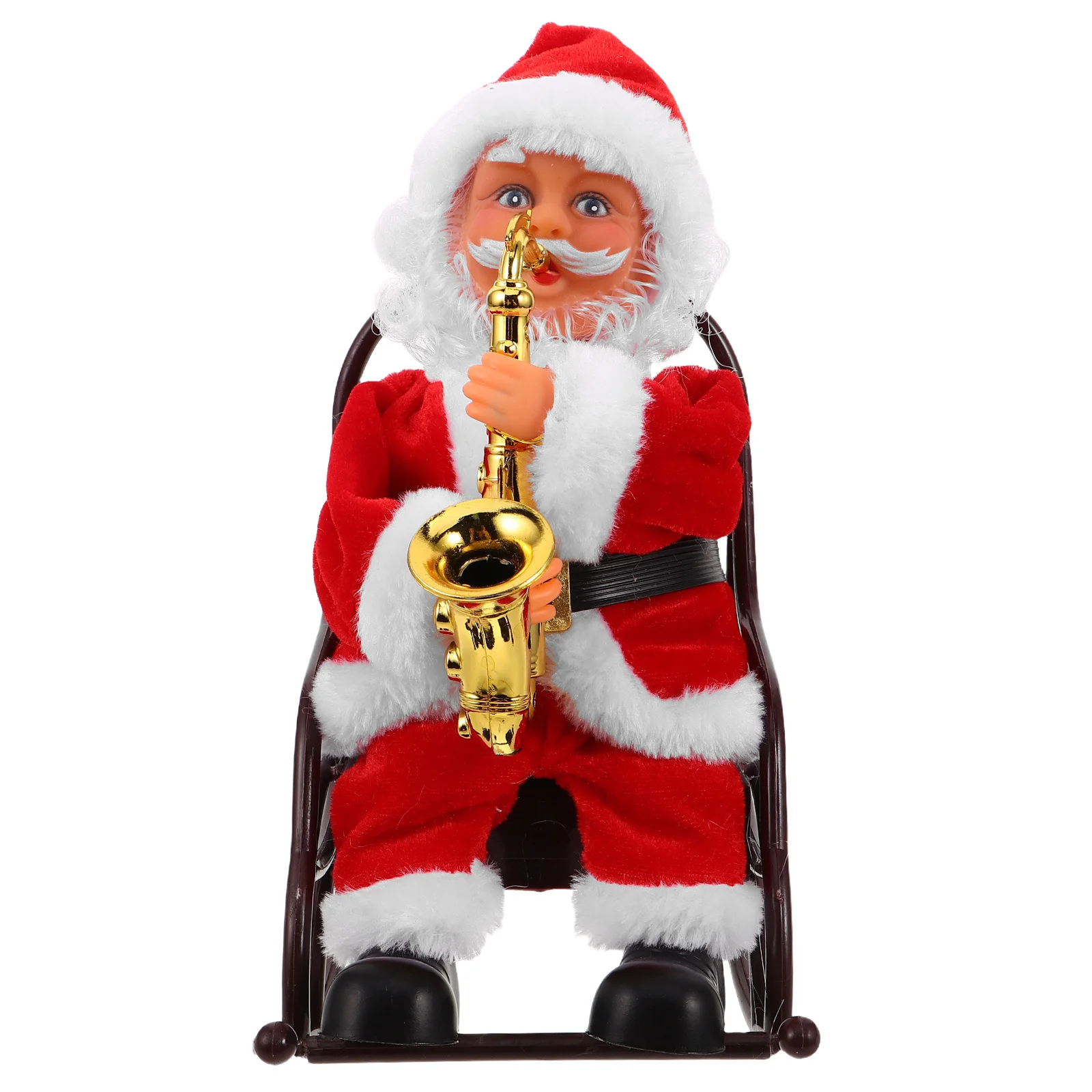 Babbo Natale elettrico natalizio con sedia da gioco per strumenti musicali - Decorazione natalizia animata vibrante per celebrazioni stagionali e