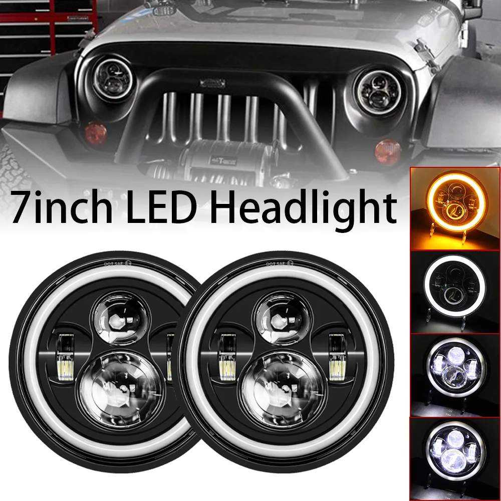 2 Faros LED Redondos de 7 Pulgadas para Auto, Luz Alta y Baja, DRL para Wrangler, Chevy, Ford, Nissan, Hummer, Off-Road, Suzuki, Samurai