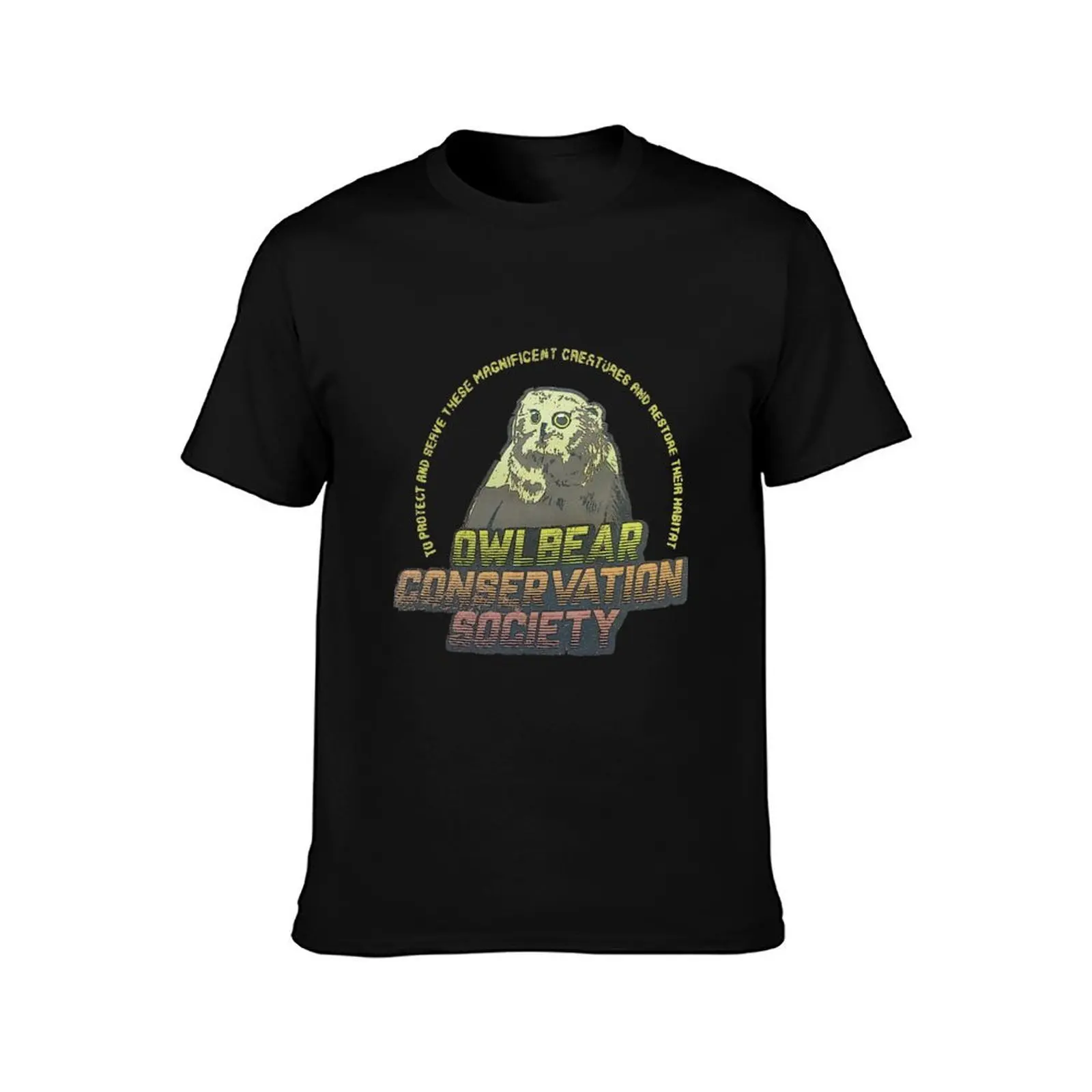 Owlbear Conservation Society T-Shirt Summer Casual Cotton Tee Oversized Streetwear Tops Vintage Graphic Print 100% Cotton