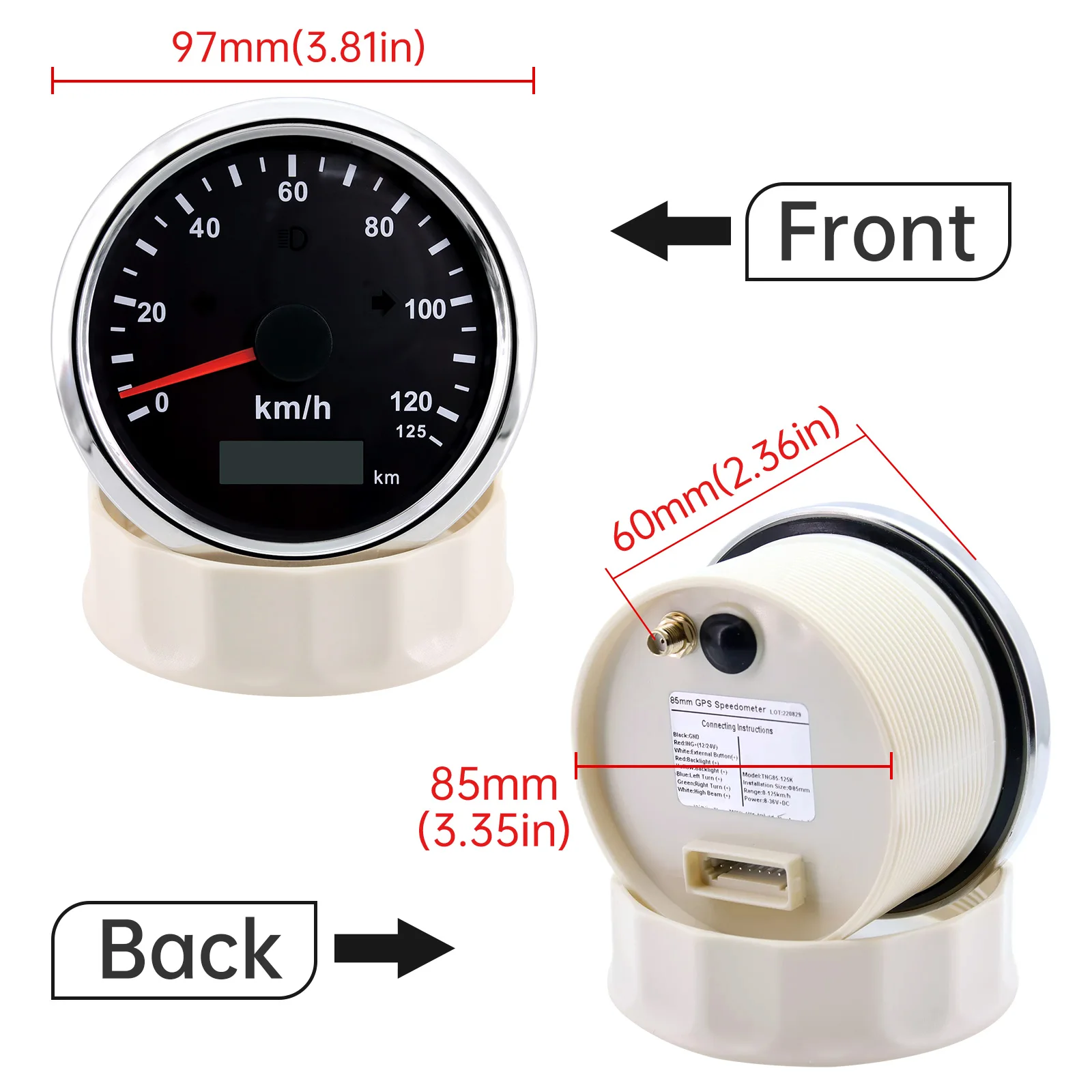 Universal 85MM GPS Speedometer with Antenna 120kmh 200kmh Speed Gauge for Motorcycle Boat Car Yacht Waterproof Digital Odometer