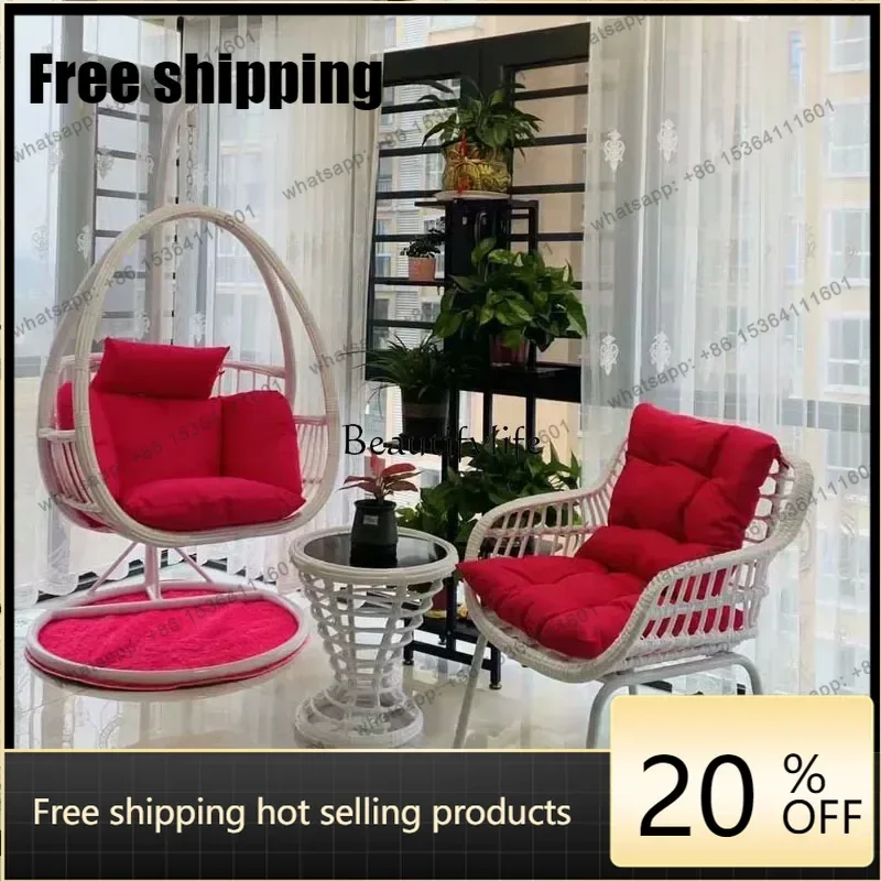 Customization Rattan Double Hanging Basket Balcony Cradle Chair Indoor Lazy Leisure Swing