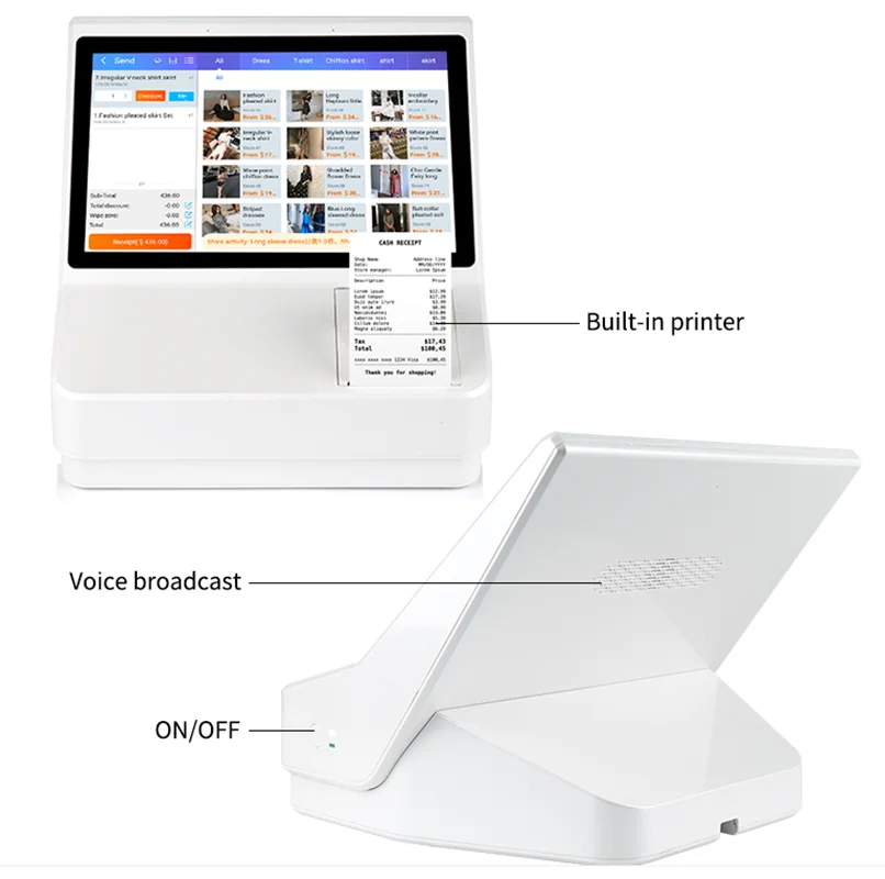 Imagem -04 - Máquina Registradora do Sistema Android Pos 10.1 Polegada Tela Sensível ao Toque Impressora Térmica Embutida de 58 mm Tudo-em