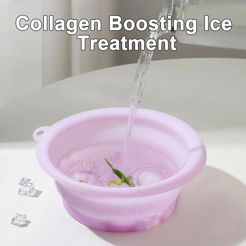 Silicone Ice Basin Collapsible Silicone Face Ice Bath Bowl with Built-in Grids for Skin Tightening Puffiness Relief for Home