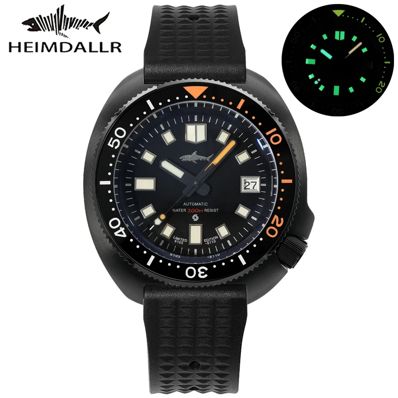 

Heimdallr 6105 Дайверские часы NH35 Автоматический механизм Керамический безель Нержавеющая сталь 316L PVD Черные Водонепроницаемые мужские часы 44 мм