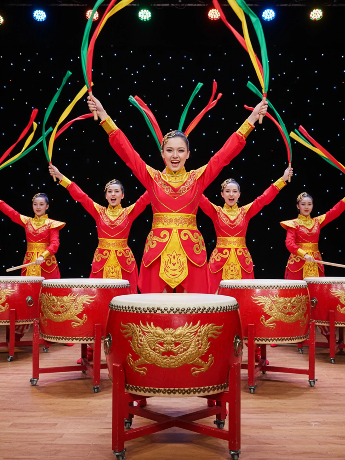 

2025 New Drum Performance Costume Adult Women's Celebration Waist Drumming Men's Gongs Dancing Dragon Performance Clothing Wi...