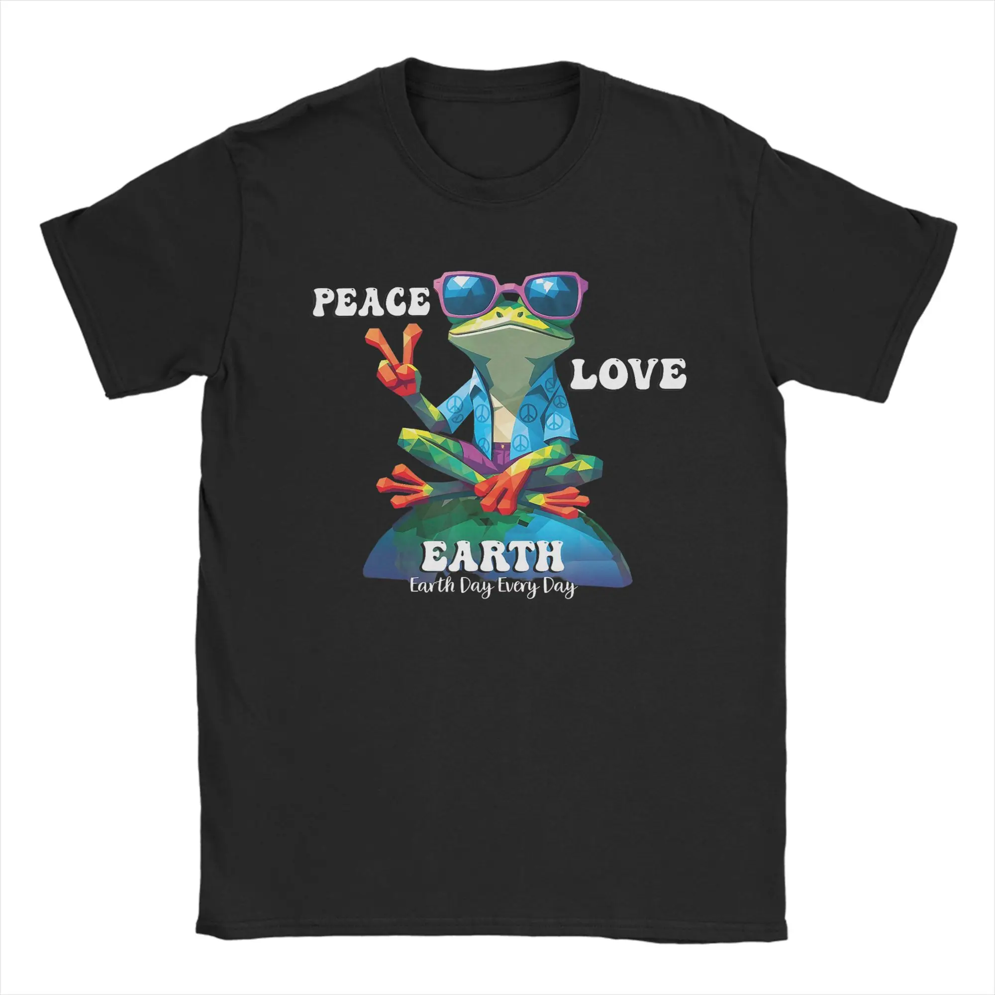 Earth Love Power Peace World T Shirt Men 100% Cotton Novelty T-Shirt Round Neck  Tees Short Sleeve Clothing Graphic