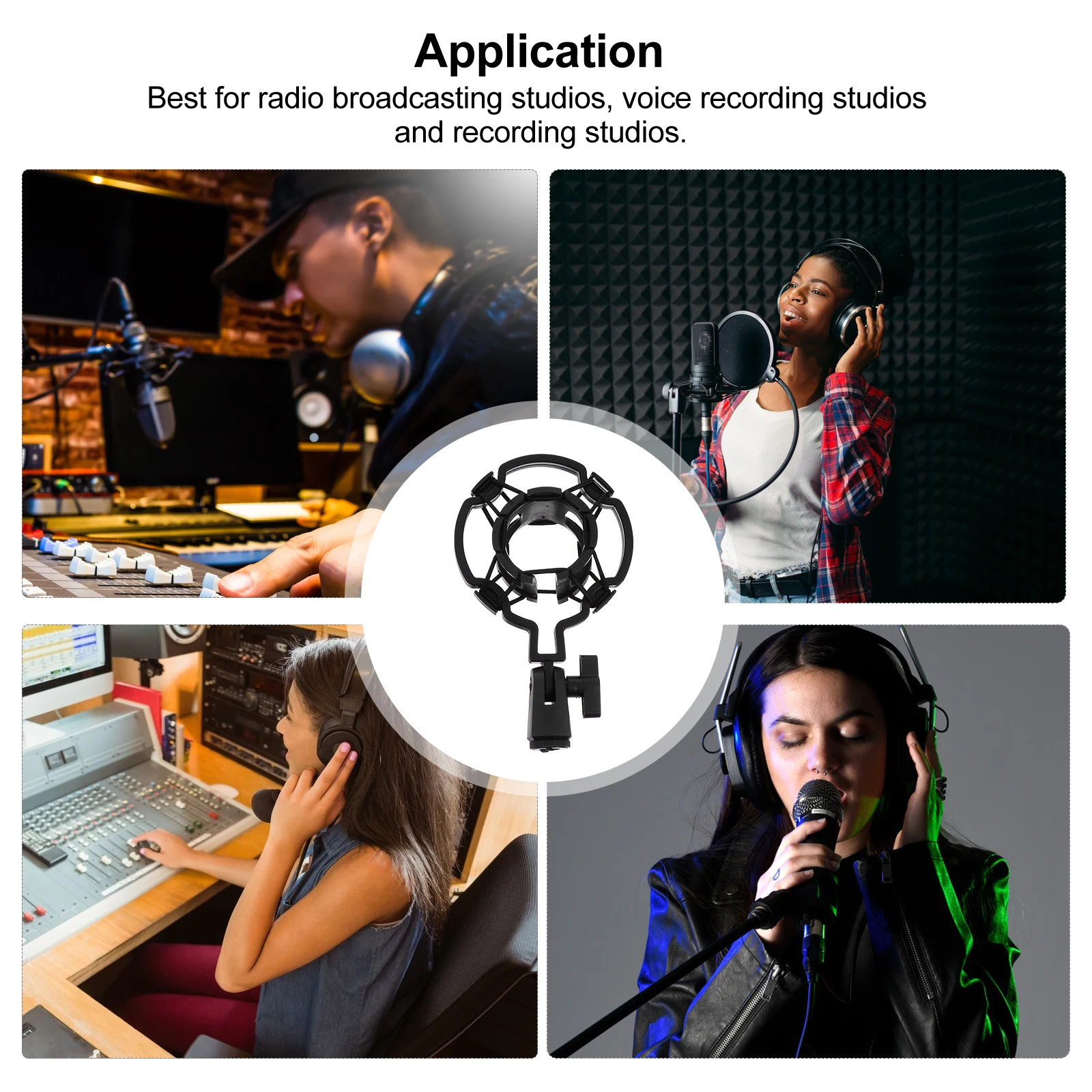 

Universal Plastic Shockmount Microphone Mount Clip Anti-Vibration Suspension Rack Studio Broadcasting Recording Stable Isolation