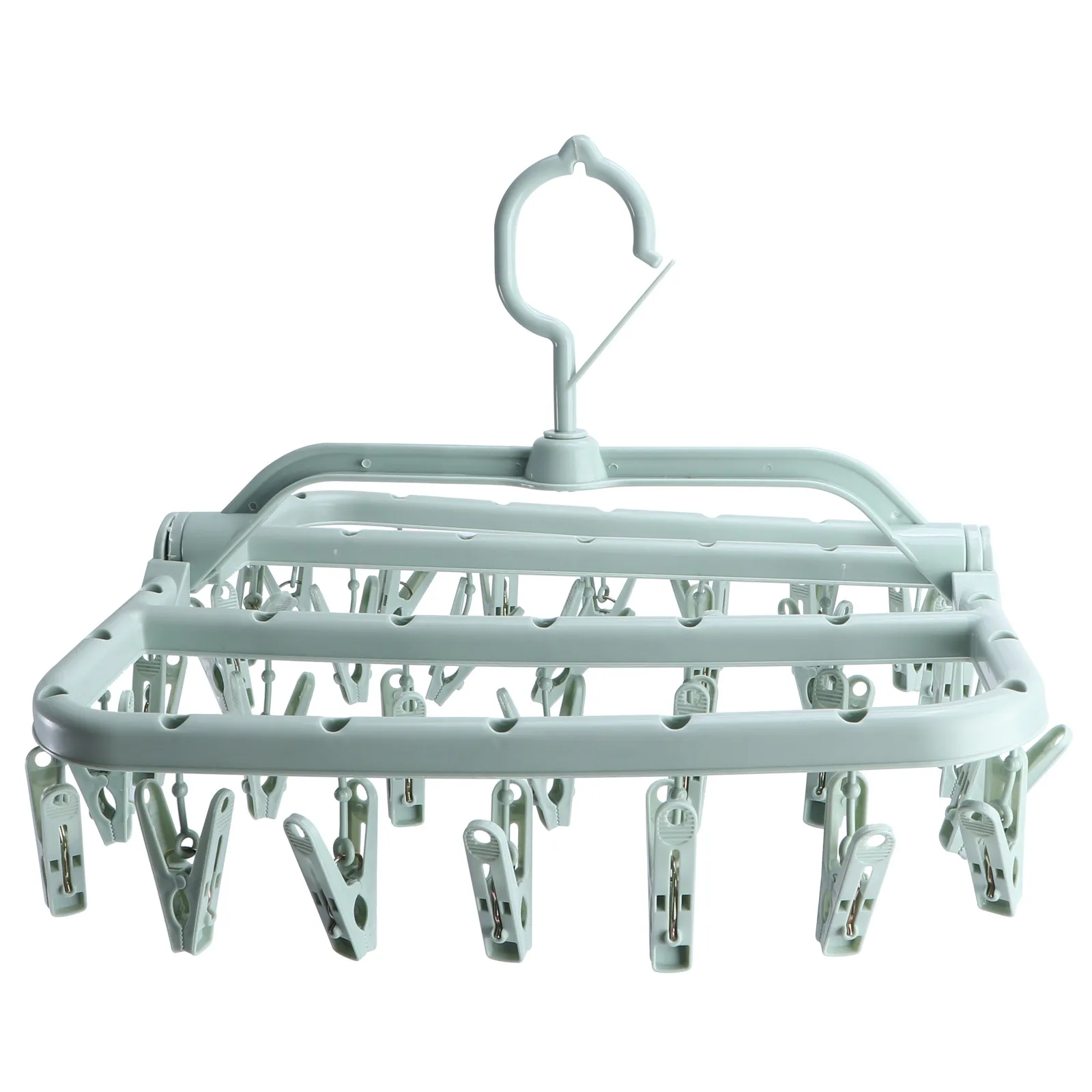 

Plastic Clothes Hangers AntiUV Pile Strong Spring Foldable Saves Space 360Degree Hook Cloth Diapers Underwear Socks Hats