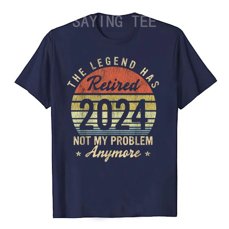 Vintage Retired 2024 Not My Problem Retirement for Men Women T-Shirt Grandma Grandpa Retire Gifts Funny Awesome Saying Tee Tops