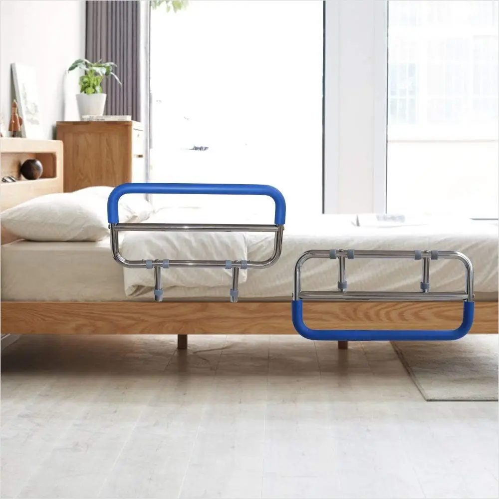 Adjustable Stainless Steel Bed Safety Rail for Seniors, Foldable & Secure Handrail