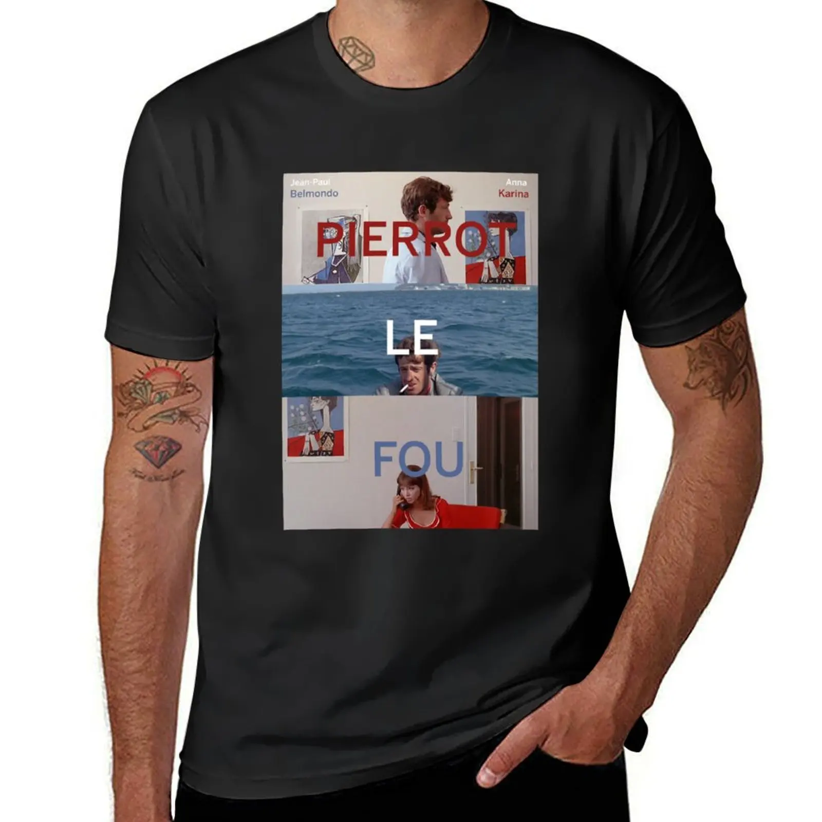 Pierrot Le Fou camiseta lisa para hombre, camisa de entrenamiento con diseño personalizado, Anna, Karina y Jean Paul Belmondo, ideal para el verano
