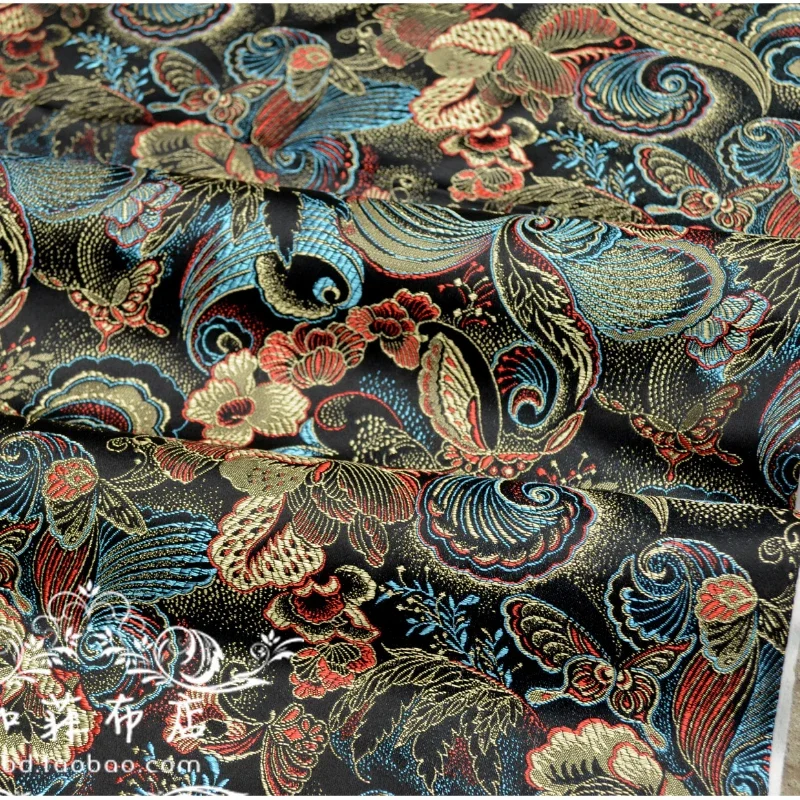 Weaving Brocade Jacquard Fabric Clothing Imitation Silk Hanfu Pure Polyester Material Diy Sew Wholesale Cloth By Meters