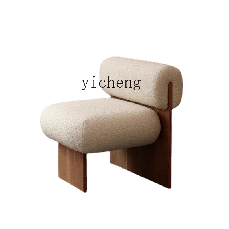 ZK Lambswool Solid Wood Dining Chair Nordic Internet Celebrity Cosmetic Chair Personalized Creative Chair