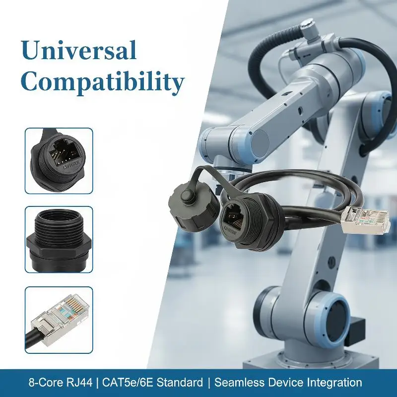 LR20 M20 Waterproof RJ45 Network Cable Connector 8P8C Cat6 Signal Adapter 0.3m To 1m Extension Network Wire With Cap